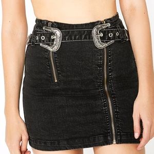 Black Bodycon Skirt with Western Belt